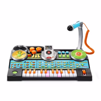 The VTech KidiJamz Studio introduces young musicians to the world of music creation with 61 keys, multiple instrument sounds, and built-in learning activities. This feature-packed keyboard combines musical education with interactive technology to inspire creativity and develop musical skills. Key Features 61 Full-Size Keys - Real piano-style keys for authentic playing experience 40+ Musical Sounds - Piano, guitar, drums, violin, and electronic instruments Built-In Learning Games - Interactive activities teach music fundamentals Record & Playback - Save musical creations and performances Demo Songs - 30 pre-loaded songs for learning and play-along Light-Up Keys - Visual guidance for learning songs and scales Multiple Play Modes - Free play, guided lessons, and creative composition Headphone Compatible - Private practice without disturbing others Durable Construction - Built to withstand enthusiastic young musicians Musical Learning Features Note Recognition - Learn musical note names and positions Rhythm Training - Built-in metronome and rhythm games Scale Practice - Major and minor scale exercises Chord Introduction - Basic chord progressions and harmony Musical Theory - Age-appropriate music education concepts What's Included KidiJamz Studio keyboard with stand Adjustable height stool Music stand for sheet music Power adapter (also works with batteries) Quick start guide and songbook Technical Specifications Keys: 61 full-size velocity-sensitive keys Sounds: 40+ instrument voices and sound effects Songs: 30 demo songs plus learning activities Recording: Multi-track recording capability Display: LCD screen with music notation Power: AC adapter or 6 AA batteries Audio: Built-in speakers plus headphone jack Dimensions: 36" x 12" x 30" (with stand) Educational Benefits ✓ Musical Development - Pitch recognition and rhythm skills ✓ Fine Motor Skills - Hand-eye coordination and finger dexterity ✓ Cognitive Growth - Pattern recognition and memory development ✓ Creative Expression - Composition and improvisation opportunities ✓ Confidence Building - Performance skills and musical achievement Play Modes & Activities Free Play Mode - Explore sounds and create original music Learning Mode - Guided lessons with visual feedback Game Mode - Musical games that teach while entertaining Performance Mode - Play along with demo songs Recording Studio - Create and save musical compositions Age-Appropriate Design Colorful Interface - Engaging visual design for young children Simple Controls - Easy-to-understand buttons and functions Volume Control - Adjustable volume for different environments Sturdy Stand - Stable support for active playing Safety Features - Rounded edges and non-toxic materials Learning Progression Ages 3-4 - Sound exploration and basic key pressing Ages 5-6 - Simple songs and rhythm activities Ages 7-8 - Music reading and composition skills Advanced - Multi-instrumental arrangements and recording Parent & Teacher Features Progress Tracking - Monitor musical development and skills Educational Content - Curriculum-aligned musical learning Quiet Practice - Headphone option for noise control Durability - Built to last through years of learning Value - Professional features at family-friendly price